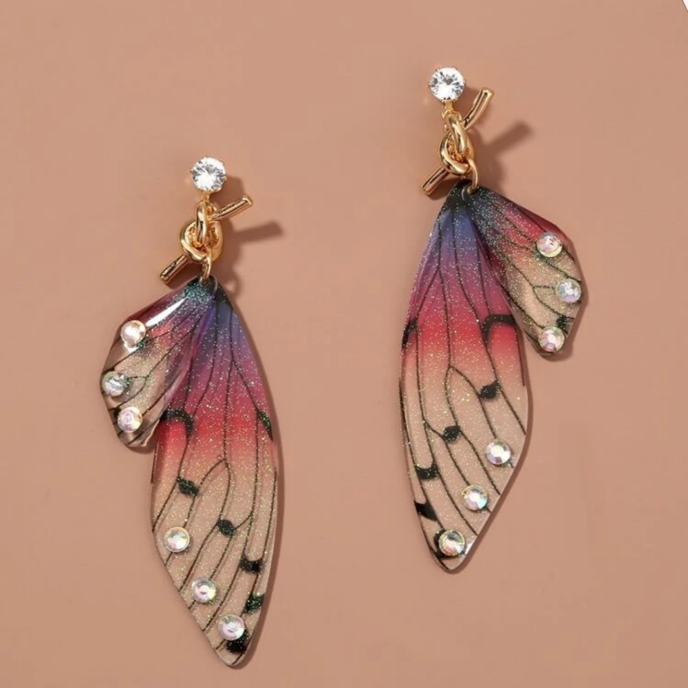 ✨3 FOR $28✨🆕🦋BUTTERFLY WINGS & RHINESTONE DROP EARRINGS🦋